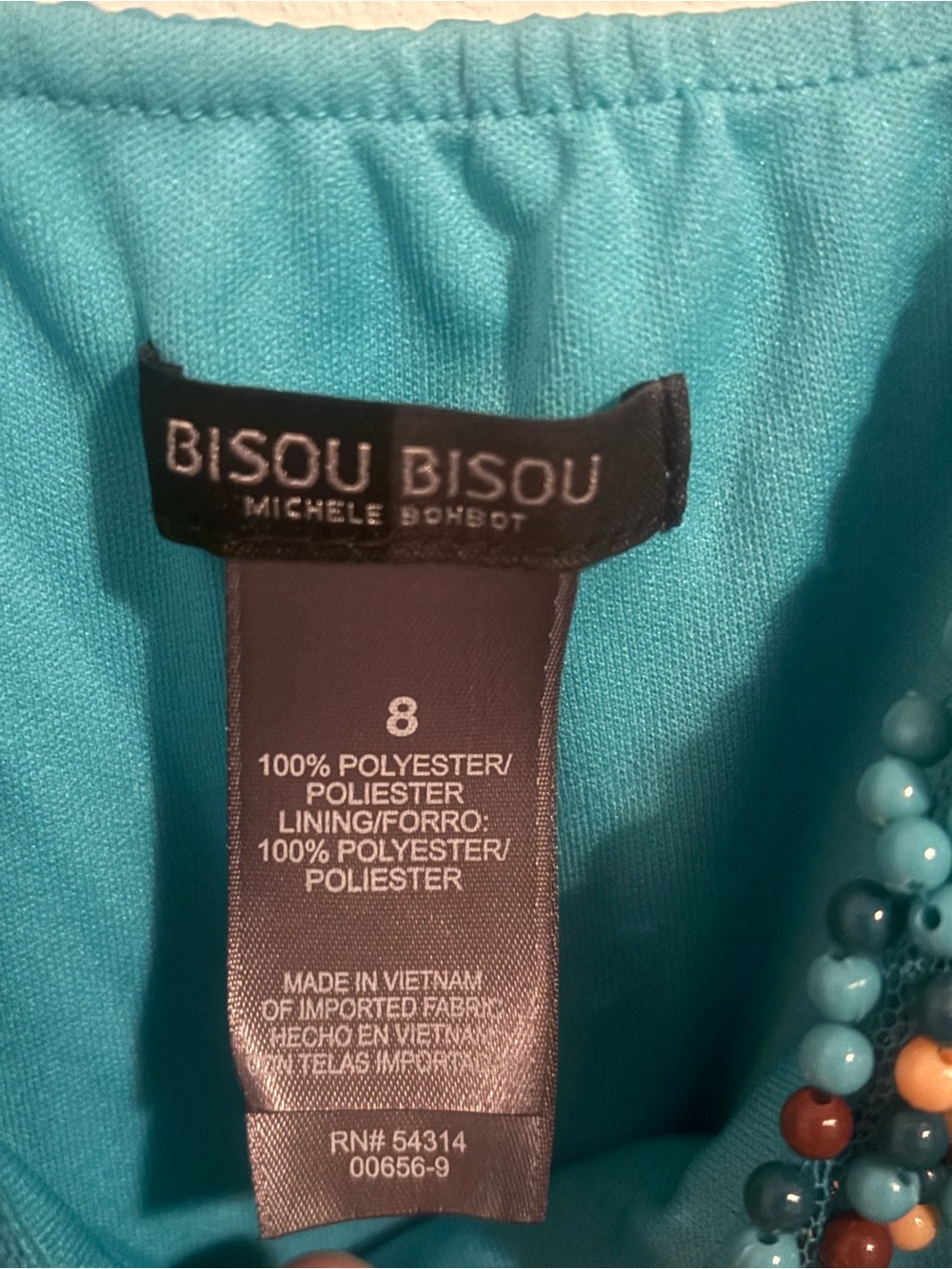 Bisou Bisou Turquoise Beaded Strap Dress - Picture 4 of 4